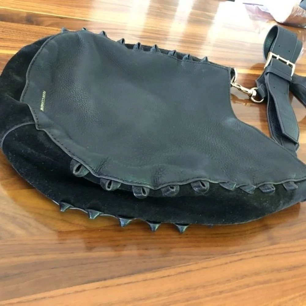 Rebecca Minkoff Lima Hobo Black Suede‎ Leather Crossbody Bag without Fringe